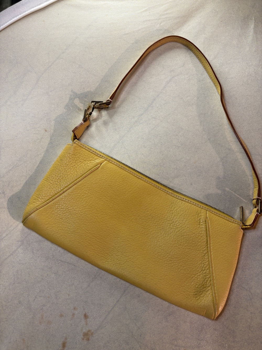 Salvatore Ferragamo Yellow Leather Wristlet